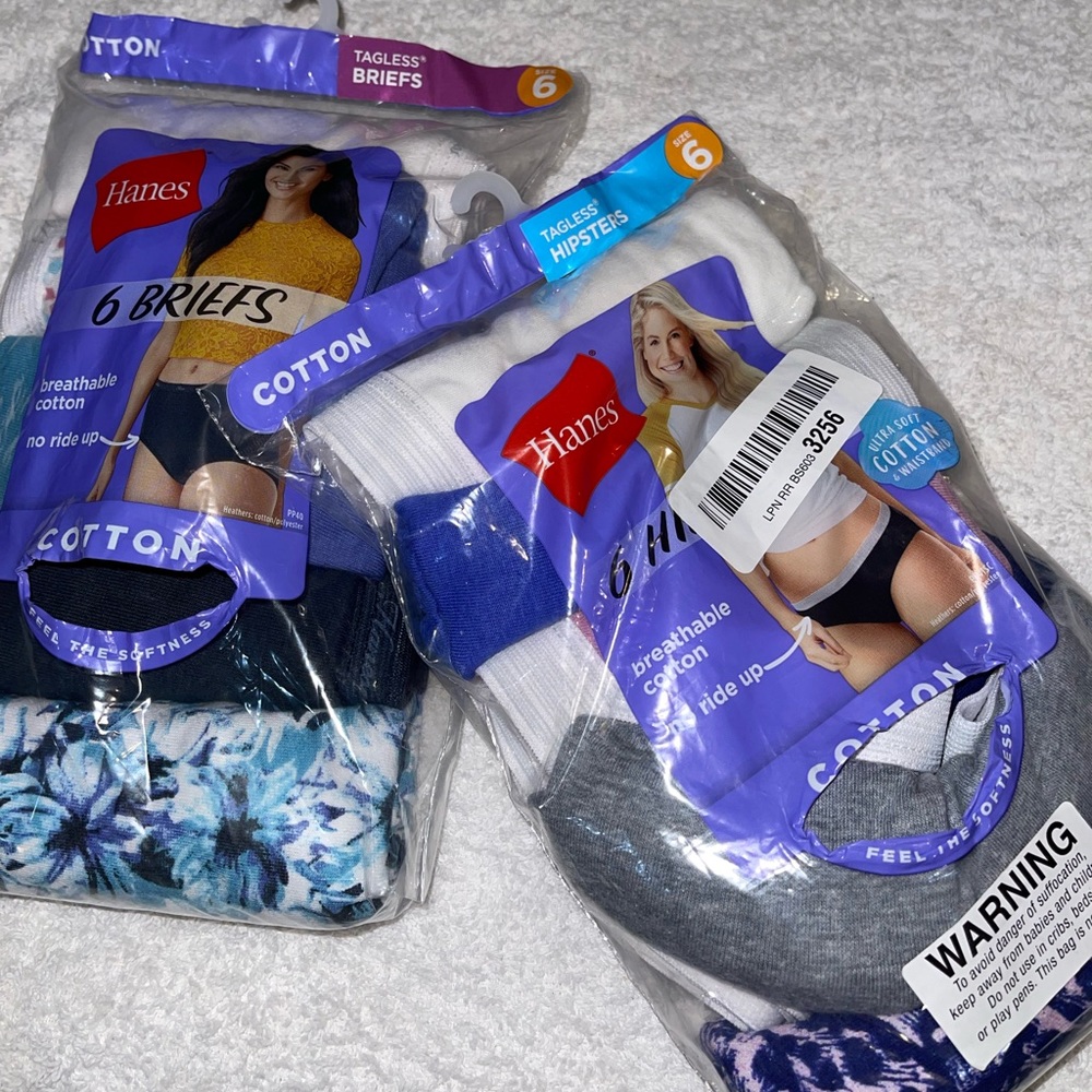 Hanes bundle‎ NWT 6 briefs tagless and 6 hipsters tagless size 6